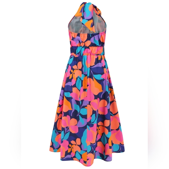 Floral Halter Neck Dress - Multicolor - Picture 6 of 7